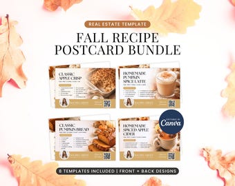 Fall Real Estate Marketing Postcard Canva Template, Realtor Recipe Mailer, Fall Real Estate Cards, Editable Direct Mail Design