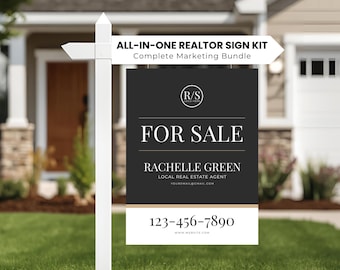 Modernes Makramee Schild Vorlage 18x24, Zu verkaufen und verkauft Schild Rider, Realtor Signage Canva Design, Mockup