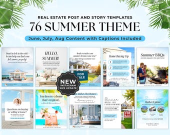 Summer Real Estate Social Media Post Template, Summer Realtor Post Social Media 2025 Content, June July Aug Real Estate Marketing, Canva