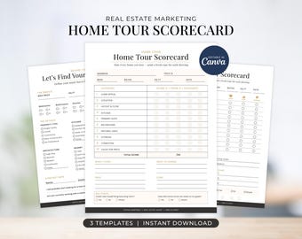 Home Tour Scorecard, House Hunting Checklist, Real Estate Buyer Paper, Home Buyer Checklist Template, Buyer Wishlist Canva, Realtor Branding