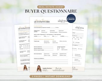 Real Estate Buyer Questionnaire, Buyers Questionnaire, Buyer Consultation, Buyer Intake Form, Home Buyer Consultation Script, Buyer Packet