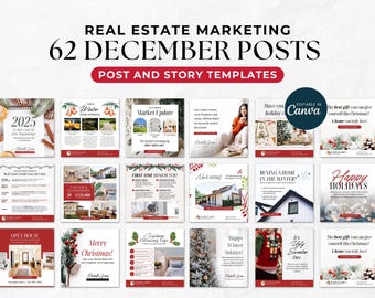 Article immobilier de décembre, modèle de marketing immobilier pour Noël, article de décembre sur les réseaux sociaux, hiver hivernal sur les réseaux sociaux