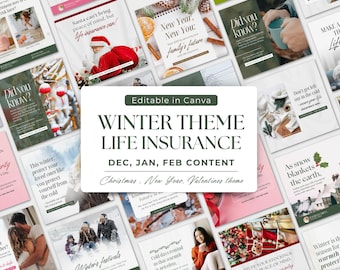 Modèle de publication pour le marketing d&#39;agent d&#39;assurance vie, thème de l&#39;hiver 40, marketing sur les réseaux sociaux pour courtier d&#39;assurances, publication Instagram