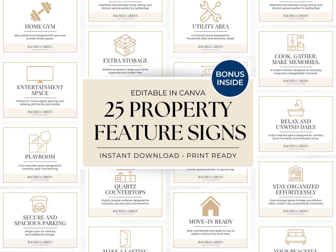It Features A Sign Open House Feature Signs Real Estate Highlight Cards Property Detail ...