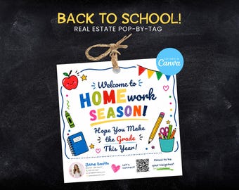 Realtor Back to School Pop By Tag Template, Editable Highlighter Gift, Teacher Appreciation, Canva Real Estate Marketing Canva Template