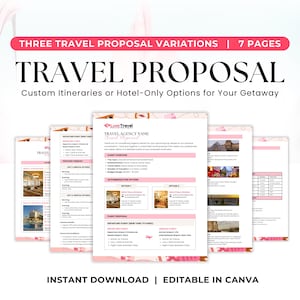 Travel Proposal Quote Template, Customizable Travel Agent Proposal, 7 Page Canva Template, Editable Quote Template, Travel Business Proposal