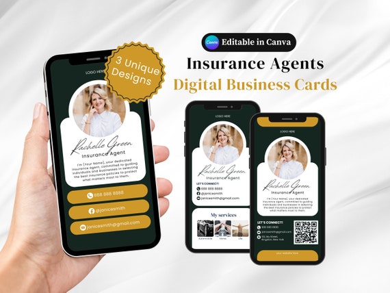 Insurance Agent Card Insurance Digital Business Card, Life Insurance Card Insurance Broker for Social Media Marketing Mortgage Broker