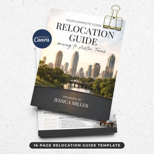 Real Estate Relocation Guide, Realtor Moving Template, Local City Welcome Ebook, Community Guide, Client Checklist Lead Magnet, Canva
