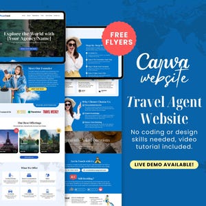Travel Agent Website Template, Canva Website Landing Page for Travel Agency,  Travel Agency Marketing Landing Page, Travel Agent Site