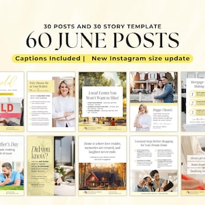 June Social Media Posts Bundle Template, Summer Real Estate Social Media June Content, Social Media Post for Realtor, Canva Templates