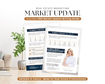 Modèle d'aperçu du marché immobilier, Flyer de mise à jour du marché immobilier, Lettre de rapport sur le marché, Dossier marketing pour agent immobilier, Marketing immobilier