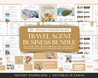 Editable Travel Agent Forms Template Bundle, Inquiry, Quote, Proposal, Booking & Invoice Templates, Canva Travel Business Forms for Agency,