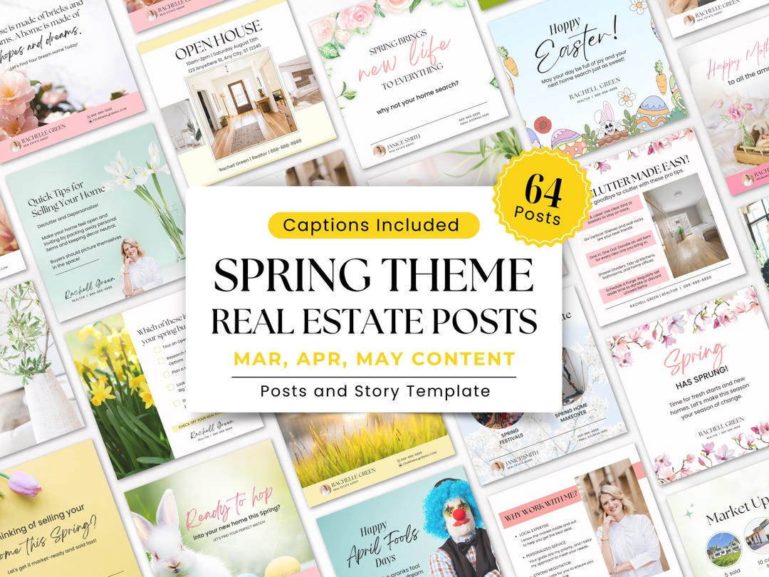 Spring Real Estate Social Media Marketing Bundle, Spring St Patrick ...