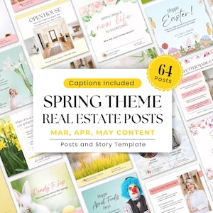 Spring Real Estate Social Media Marketing Bundle, Spring St Patrick Real Estate Canva Template, Instagram Posting for Real Estate Agent
