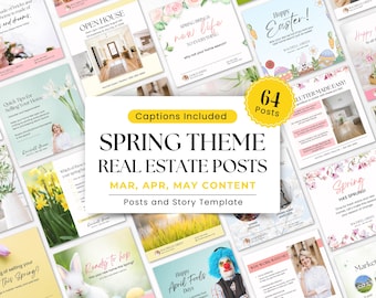 Spring Real Estate Social Media Marketing Bundle, Spring St Patrick Real Estate Canva Template, Instagram Posting for Real Estate Agent