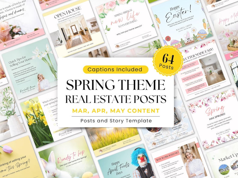 Spring Real Estate Social Media Marketing Bundle, Spring St Patrick ...
