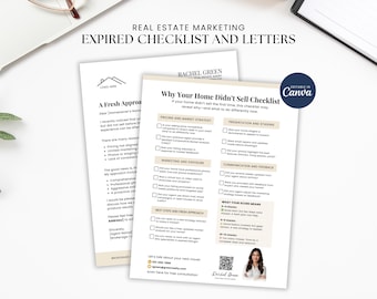 Expired Listing Packet Canva Templates, Real Estate Letters, Flyers, Checklist and letter, Realtor Marketing Kit 8.5x11 in,