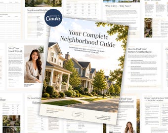 Real Estate Neighborhood Guide Canva Template, Community and Local City Guide, Welcome Kit, School Guide, Realtor Marketing Book