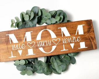 Personalized Gift for Mom, Gift for Grandma, Gift from Kids, Wooden Sign,  Mother’s Day, Mom Sign with Names, Rustic Decor