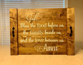 Hand Painted Stove Top Cover, Noodle Board, Bless the Food Before Us, Kitchen Decor, Cooktop Cover, Farmhouse Decor, Gift