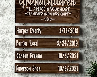 Grandparents Sign with Names - Grandchildren Fill a Place in Your Heart - Gift for Grandparents - Personalized Sign - Grandparent Gift