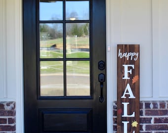 Happy Fall Y’all Porch Sign, Rustic Porch Sign, Fall Porch Sign, Porch Leaner, Wooden Sign, Vertical Porch Sign, Fall Decor
