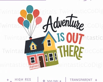 PNG de Up da Disney, A Aventura Está Lá Fora PNG, Casa de Balões PNG, Carl e Ellie, Design de Camiseta de Férias da Disney, Arquivo para Cricut