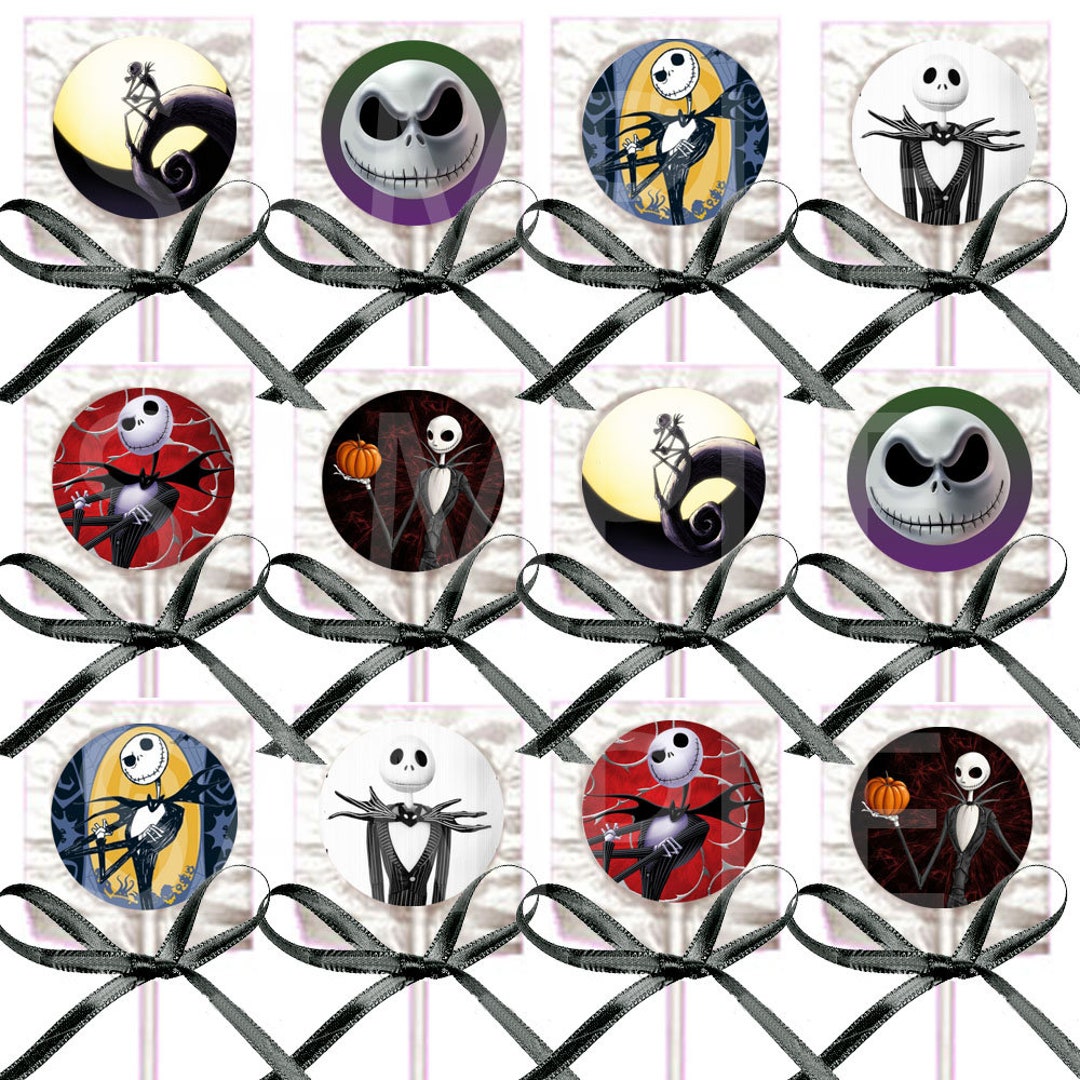 Jack Skellington Lollipops Party Favors Lollipops W/ Black Ribbon Bows