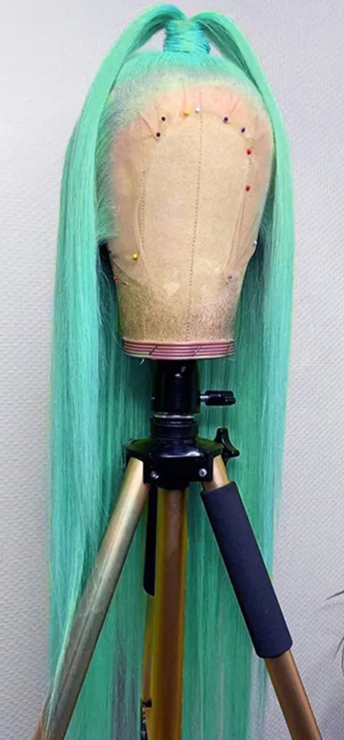 Glossy Mint Green Lace Front Wig Etsy