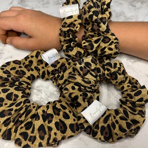 Cheetah Scrunchie, Animal Print Hair Scrunchie, Mommy and Me Hair Ties, Girl Scrunchies Cotton Scrunchie, Hair Fashion Accessories
