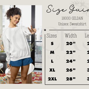 Gildan 18000 Größentabelle, Gildan Sweatshirt Größentabelle, Sofort Download, Gildan Größentabelle