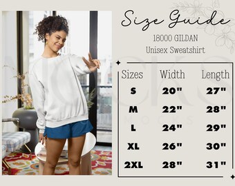 Gildan 18000 Size Chart, Gildan Sweatshirt Size Chart, Instant Download, Gildan Size Chart