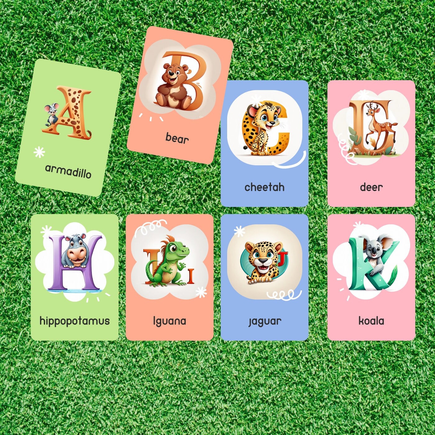 Animal Alphabet Flashcards Printable Set With Free Coloring Etsy