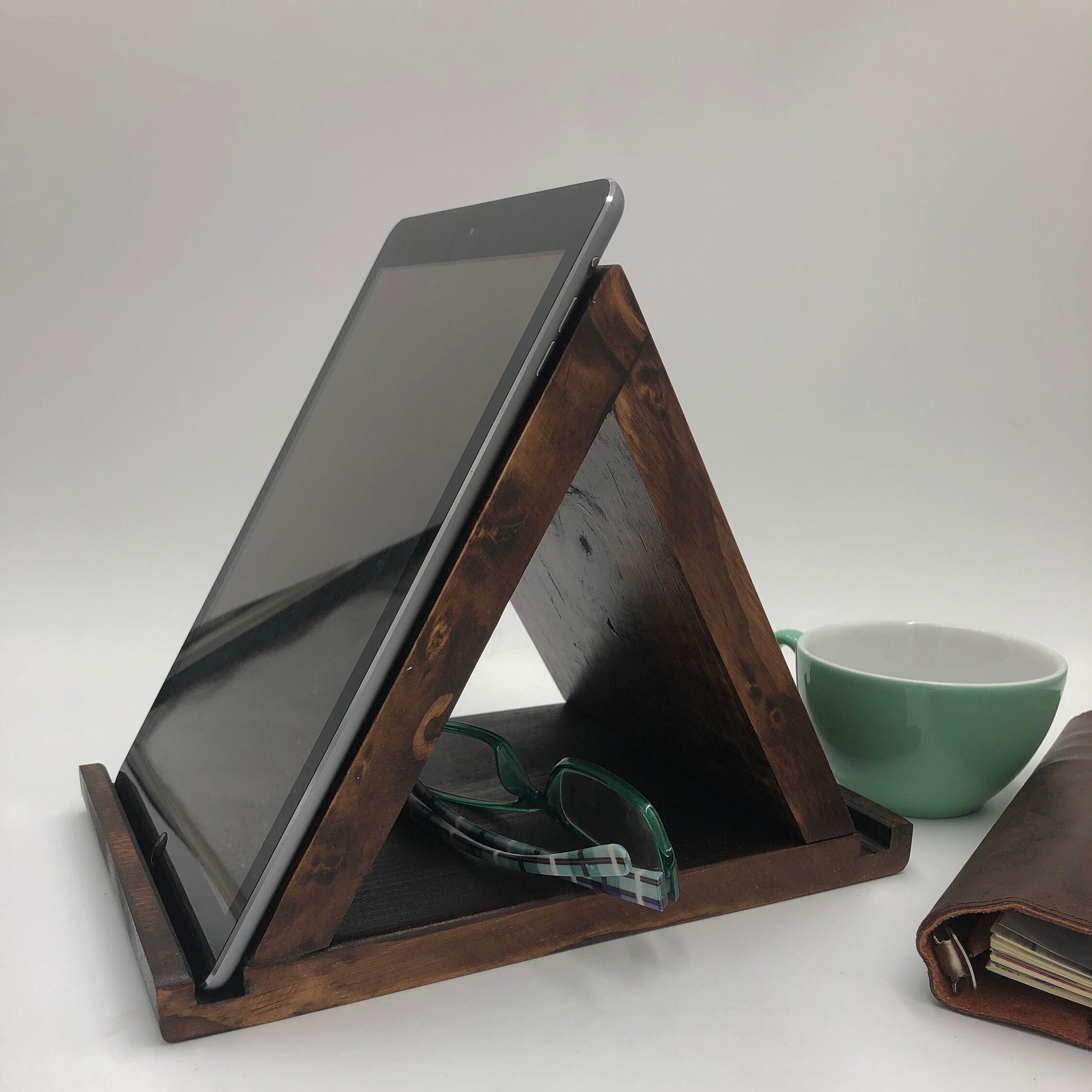 Wood Triangle Book Rest, Night Stand Book Holder, Personalized