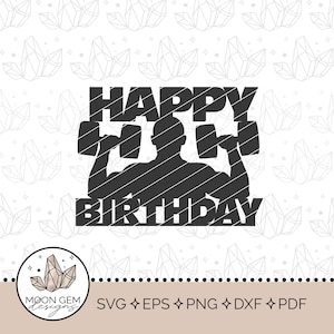 Joyeux anniversaire musculation pour gâteau SVG / décoration de fête d'anniversaire / décoration de gâteau dynamophilie / poids / DIY / fichier de coupe
