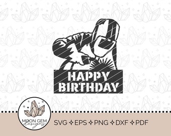 Happy Birthday Welder Cake Topper SVG / Birthday Party Decor / Welding Cake Decoration / Blue Collar / DIY / Cut File