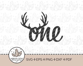 One Antlers Topper SVG / Deer Hunting Party Decor / Forest Friends / Woodland Smash Cake Topper / 1st Birthday Cake Decoration / Cut File