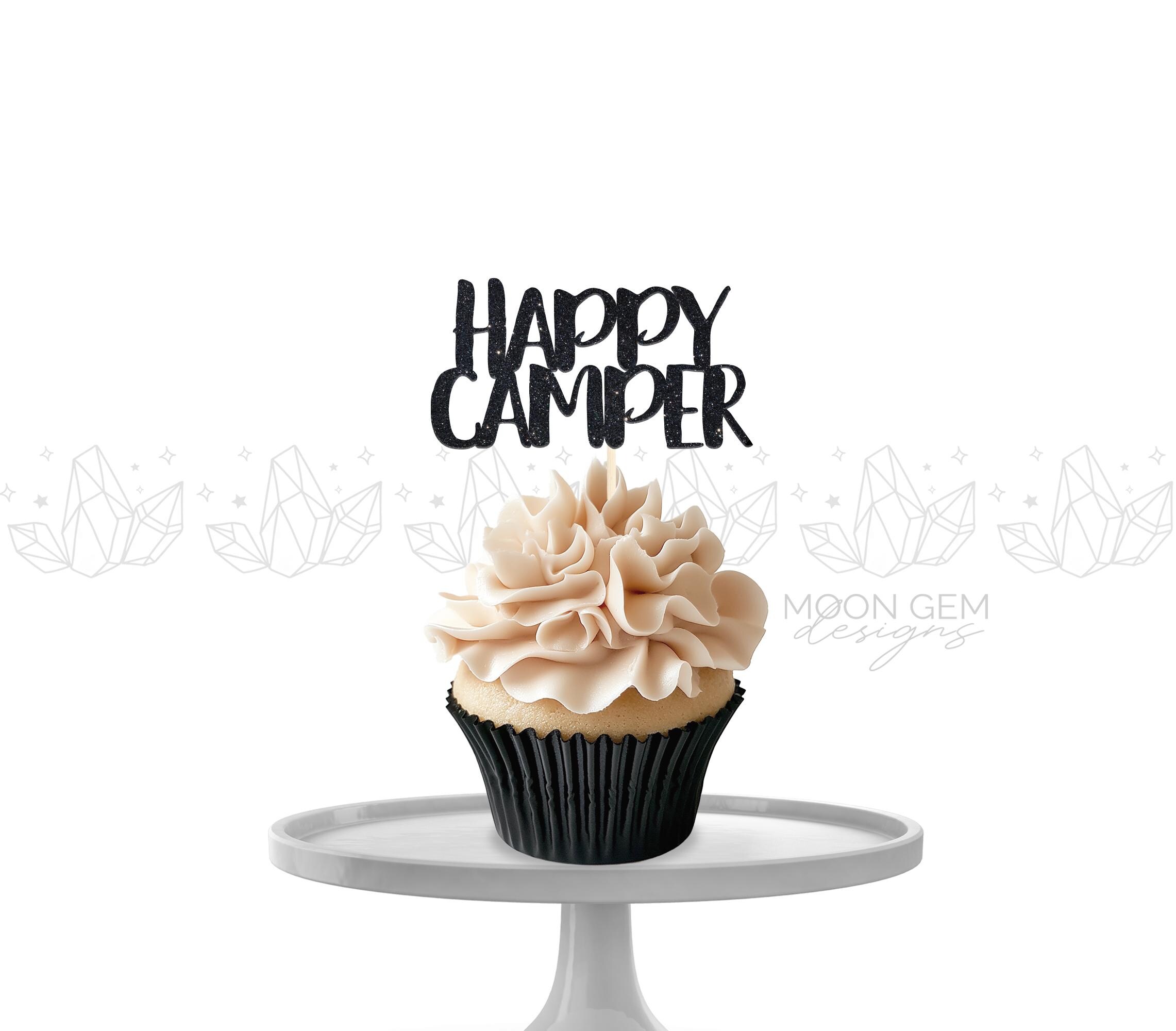 Happy Camper Cupcake Toppers / Party Dekoration / Camper Geburtstag Dekoration / Camper Dekoration / Campen Dekoration