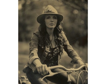 Beautiful Woman on a Bike Poster