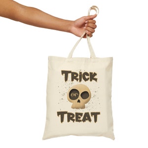 Trick or Treat Bag Halloween Candy Bag Halloween Canvas Tote Bag