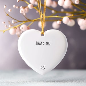 Thank you Heartfelt Gratitude Keepsake: Ceramic Heart Ornament, Thank You Gift,  Appreciation, Heartwarming Decor, 4 Different Shapes
