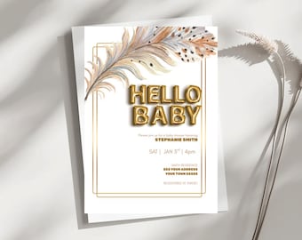 Zaproszenie na baby shower w stylu boho