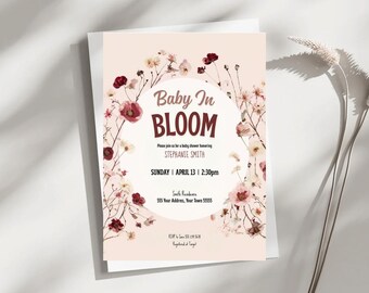 Zaproszenie na Baby Shower, motyw BABY IN BLOOM