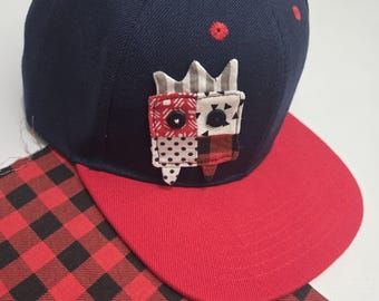 ハンドメイドキッズスナップバックハット・パッチワークモンスターアップリケベースボールキャップ