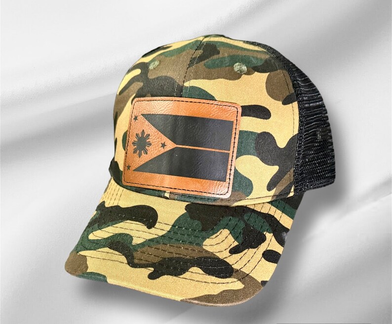 Filipino Gift Philippine Flag Leather Patch Camo Mesh Cap Pinoy ...