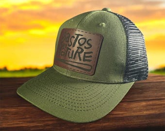 Filipino "Bastos by Nature" Baseball Cap, leather patch engraved