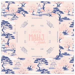 Mantel de Mahjong para principiantes - Tapete de Mahjong rosa con instrucciones - Tapete de Mahjong con reglas - Mantel de Mahjong con cartas - Regalos de Mahjong