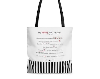 Mahjong Gifts - Mahjong Bag - Funny Mahjong Bag For Party Favors - Maj Jongg Game Prize - Mahjong Tote Bag Striped