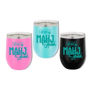 MAHJONG Tumbler - Mahjong Wine Tumbler Gift - Mahjong Travel Cup - Insulated Mahjong Travel Mug -Unique Mahjong Gifts - Mahjong Game Prize