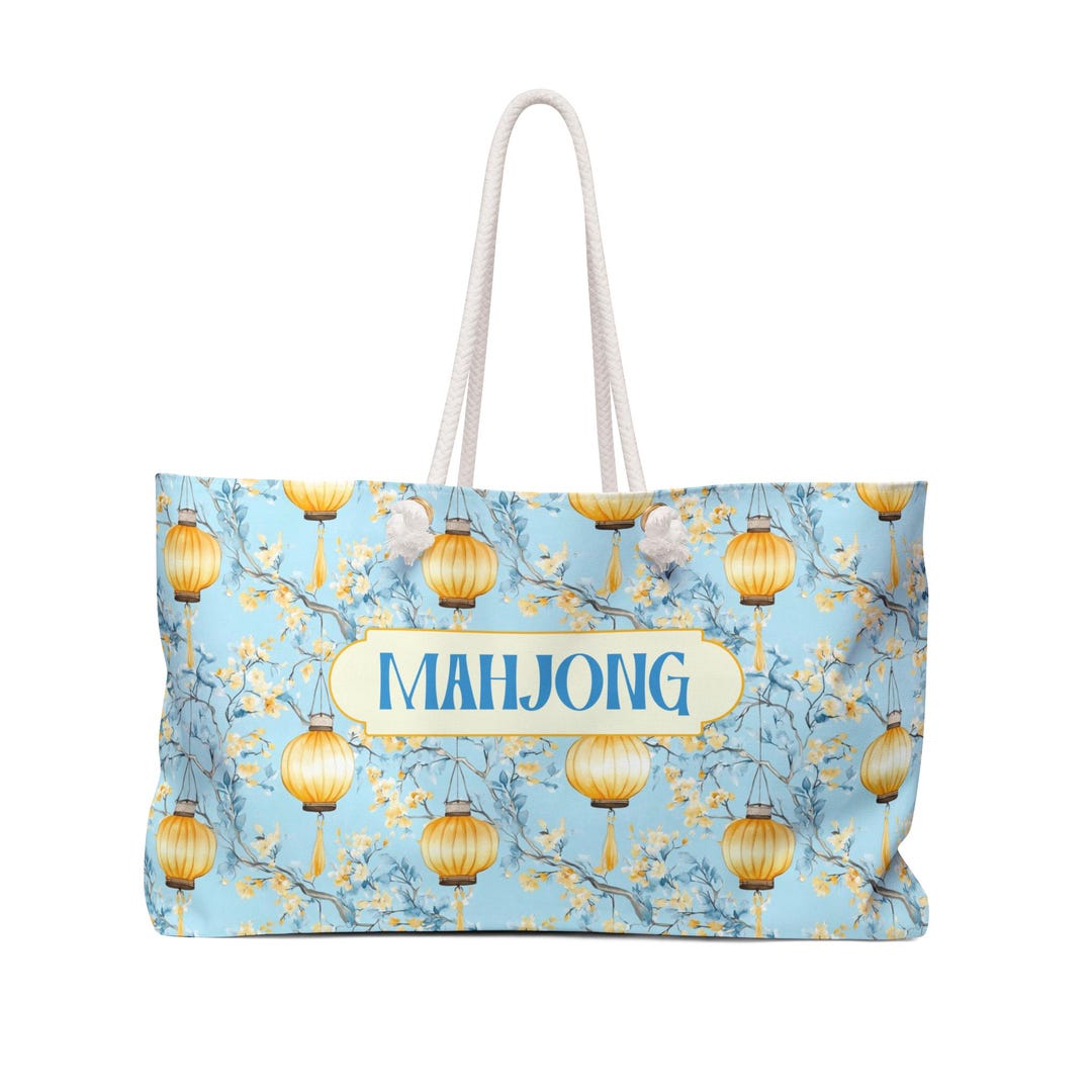 Retro Chinese Mahjong Tile Tote Bag - Canvas Carryall For Women, Mahjong Lover Gift